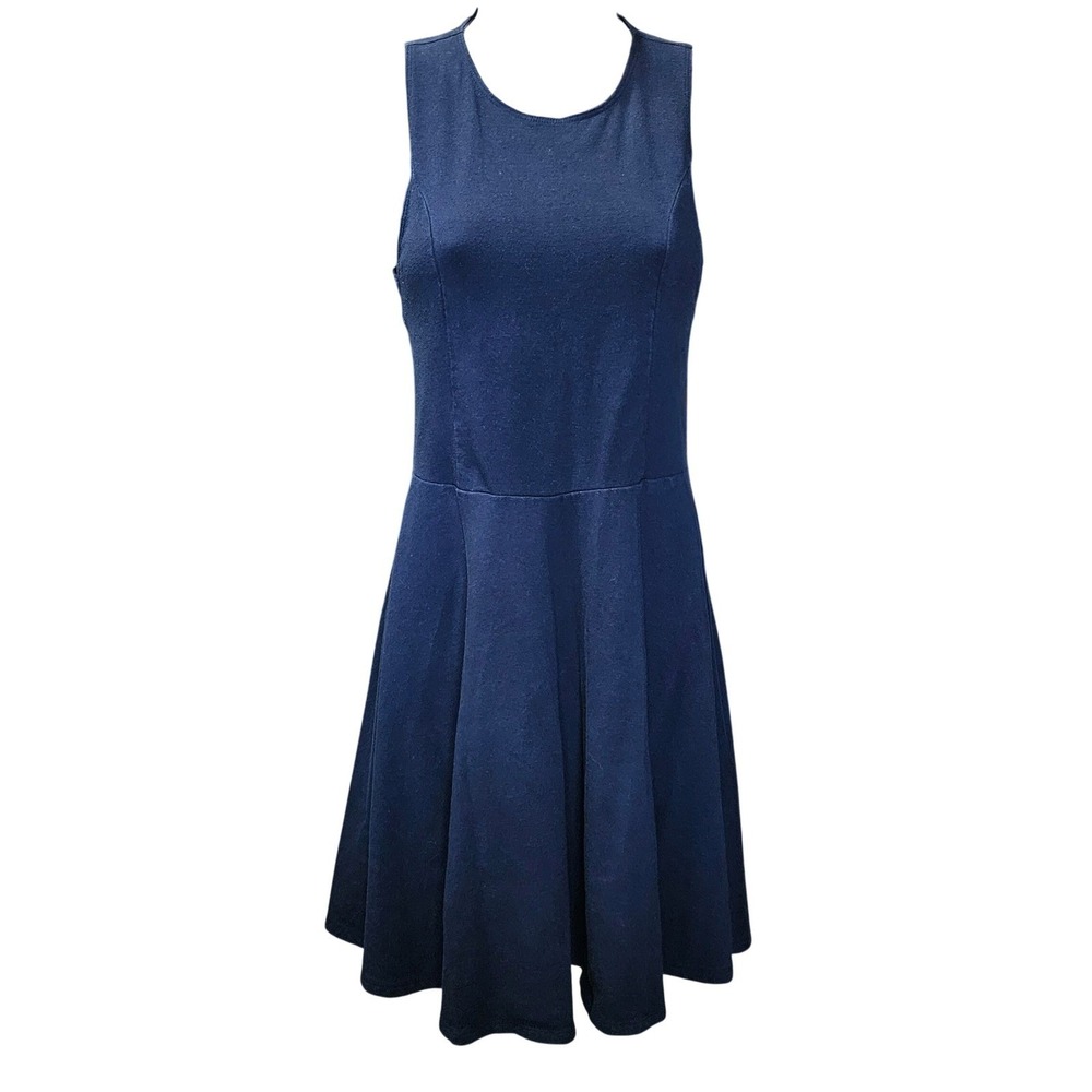 Hollister Navy Blue Skater Dress Open Back Cutout Fit &‎ Flare Mini M Coquette